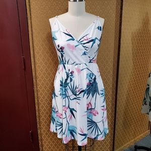 Tropical Floral White Knit Dress